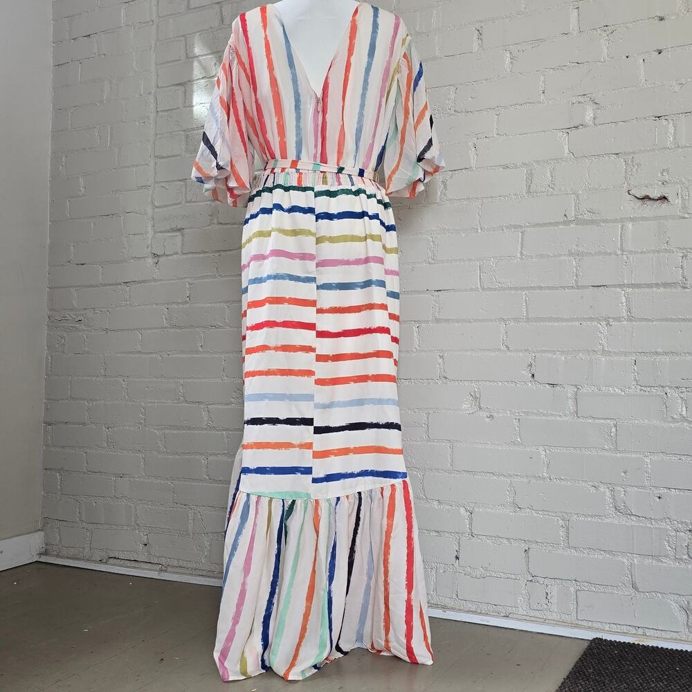 L'ATISTE by Amy Multi-Color Striped Maxi Dress┃ Plus Size 1X ┃Boho Ruffle Hem - Picture 3 of 9